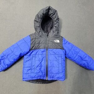 North Face Boys Kids  Puffer Winter Blue/Black Full Zip Jacket Size 2T